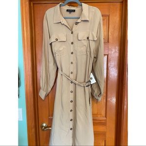 Eloquii Plus Size Utility Shirtdress Khaki